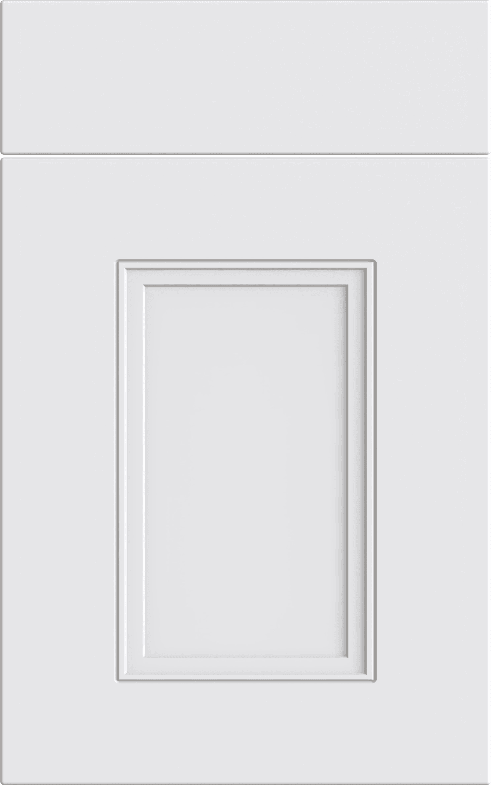 Bella Buxton supermatt white door with drawer front above.
