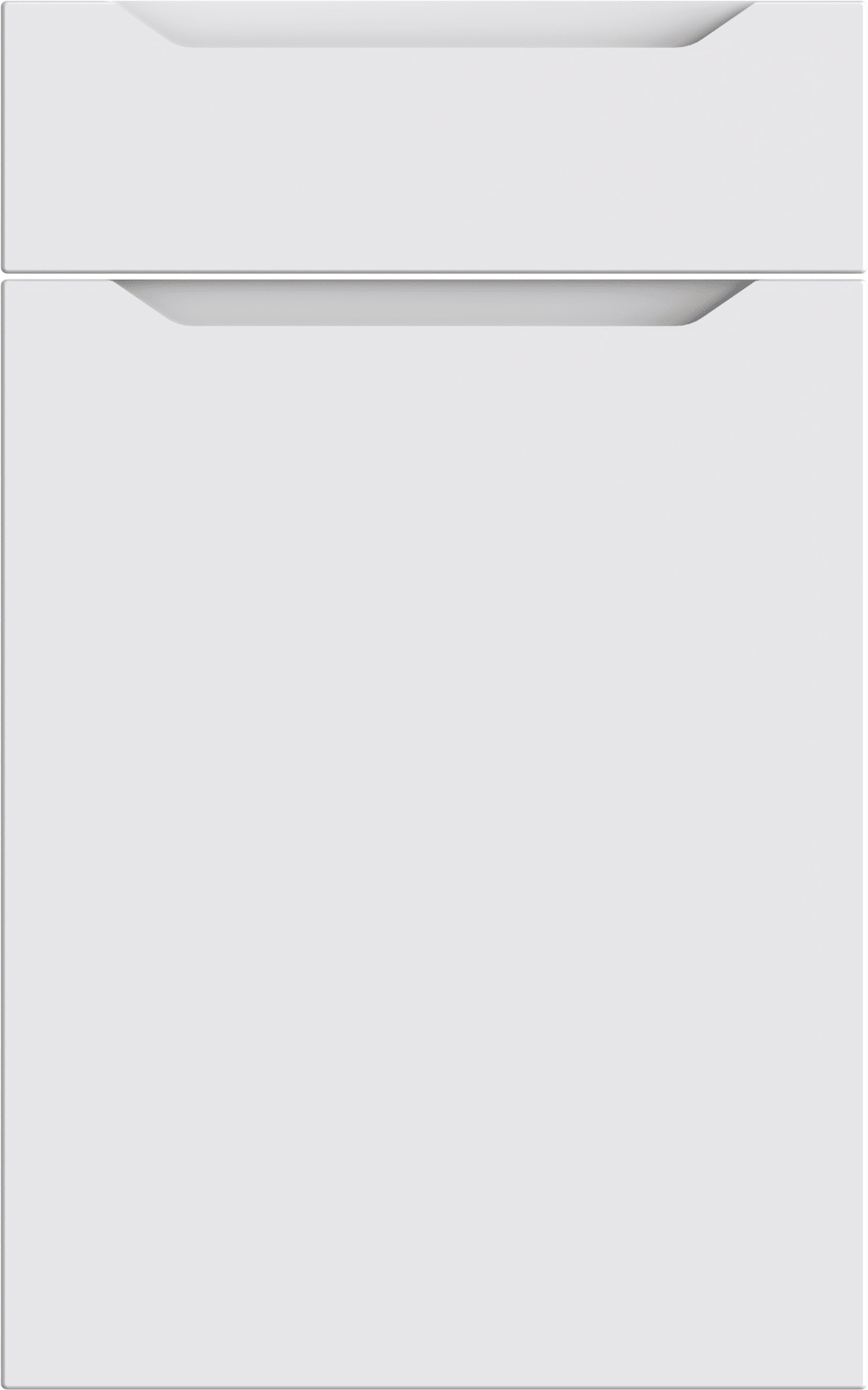 Bella Integra Full Handle supermatt white door with drawer front above.
