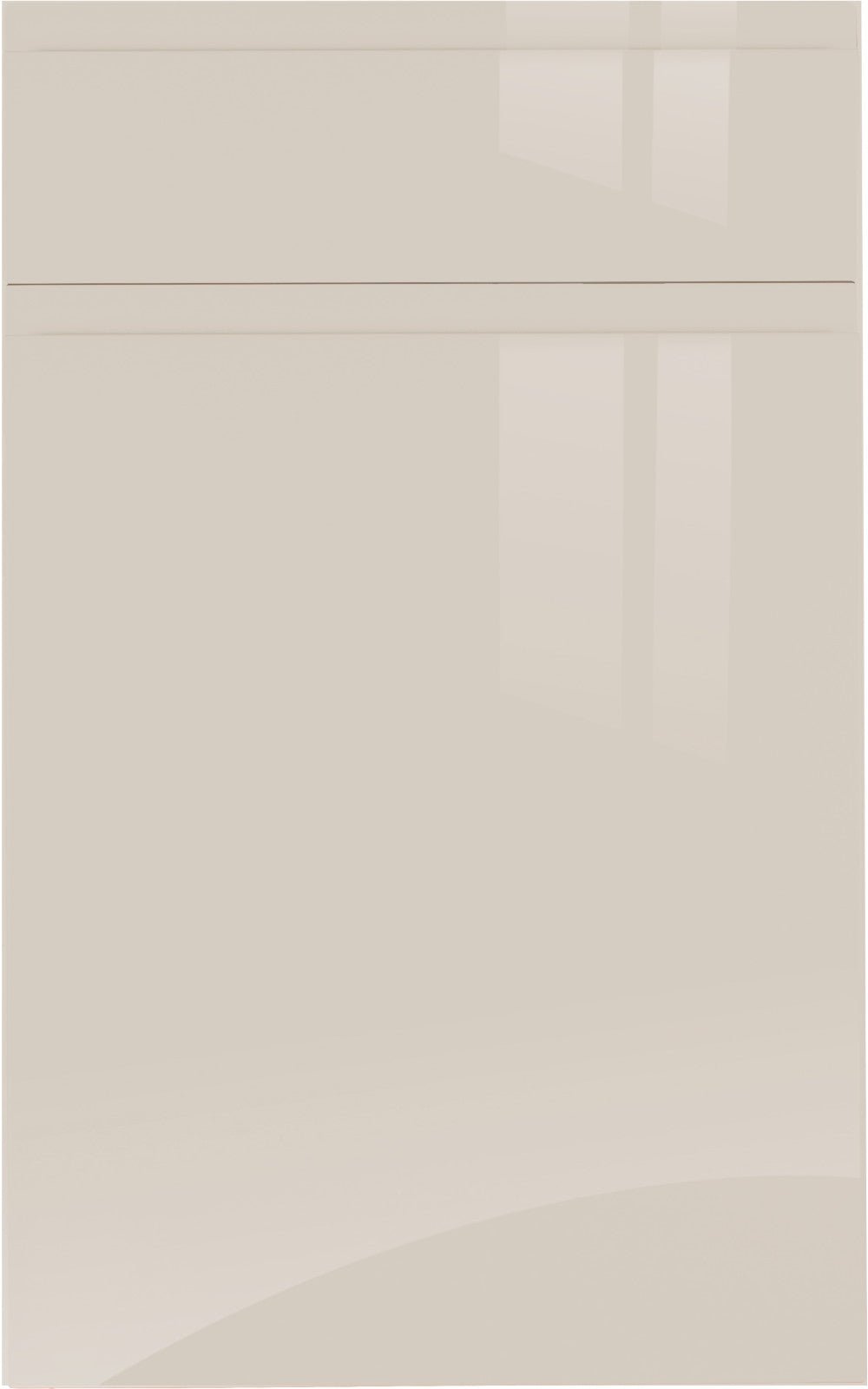 Jayline supergloss cashmere door with drawer front above.