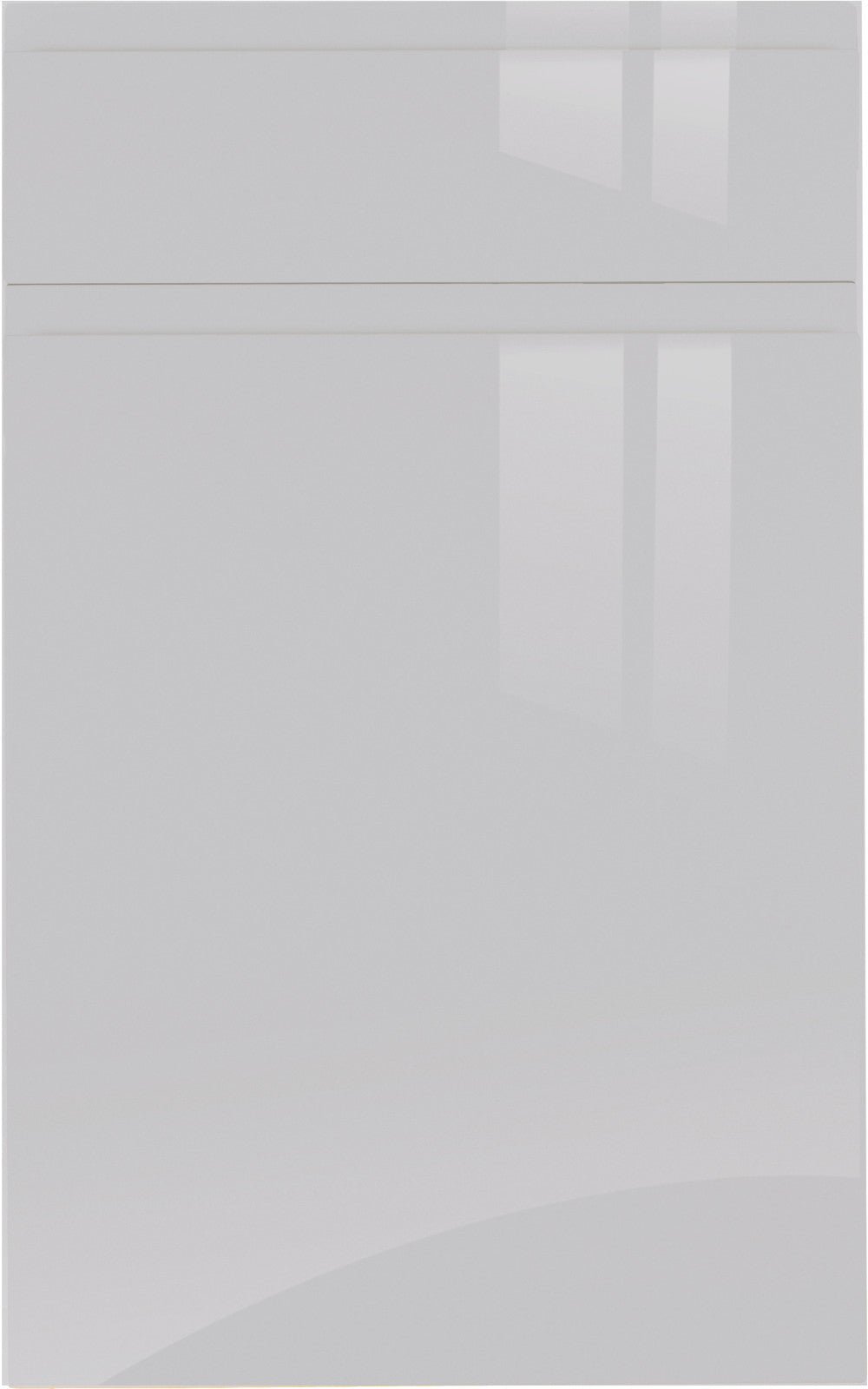 Jayline supergloss light grey door with drawer front above.