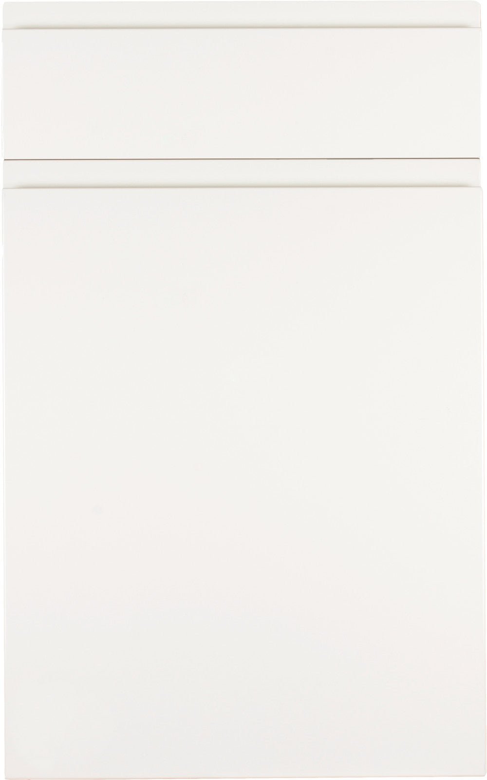 Jayline supermatt white door with drawer front above.