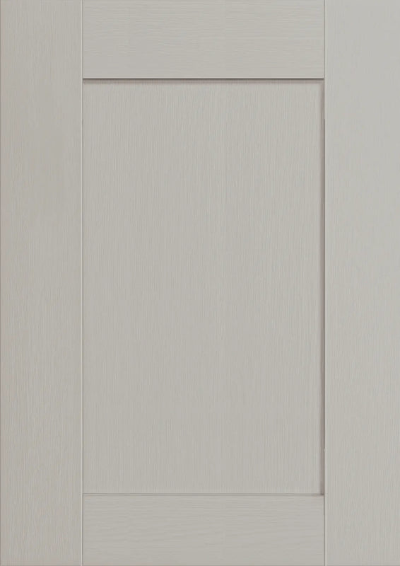 Close-up of a rydal light grey wood effect door with a shaker design.