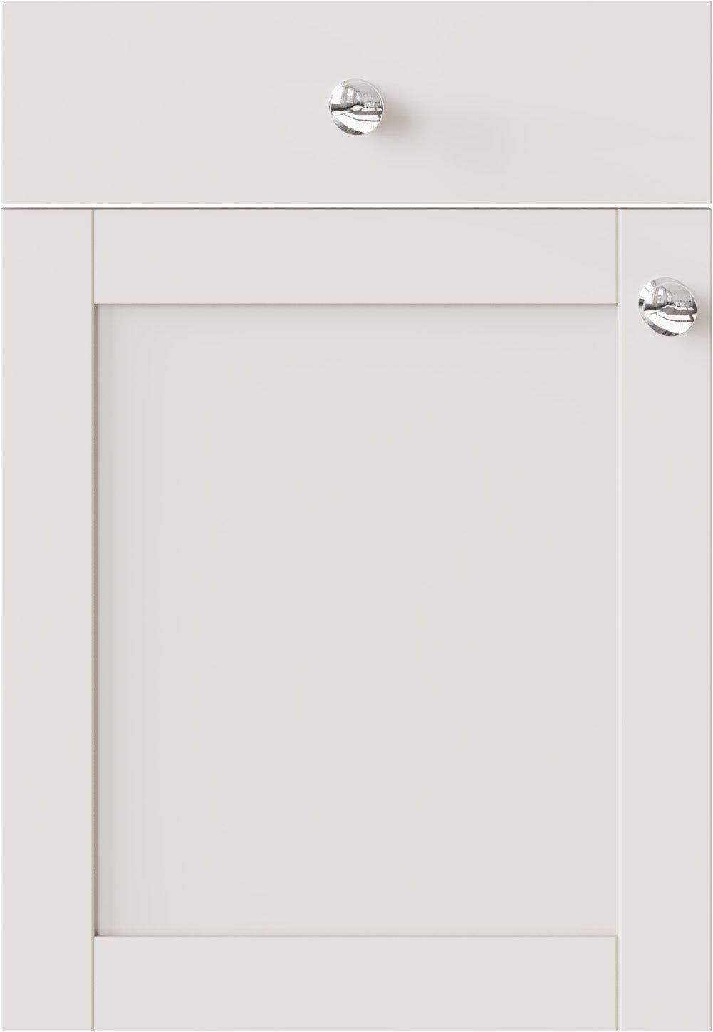 Light grey cabinet door with silver handles