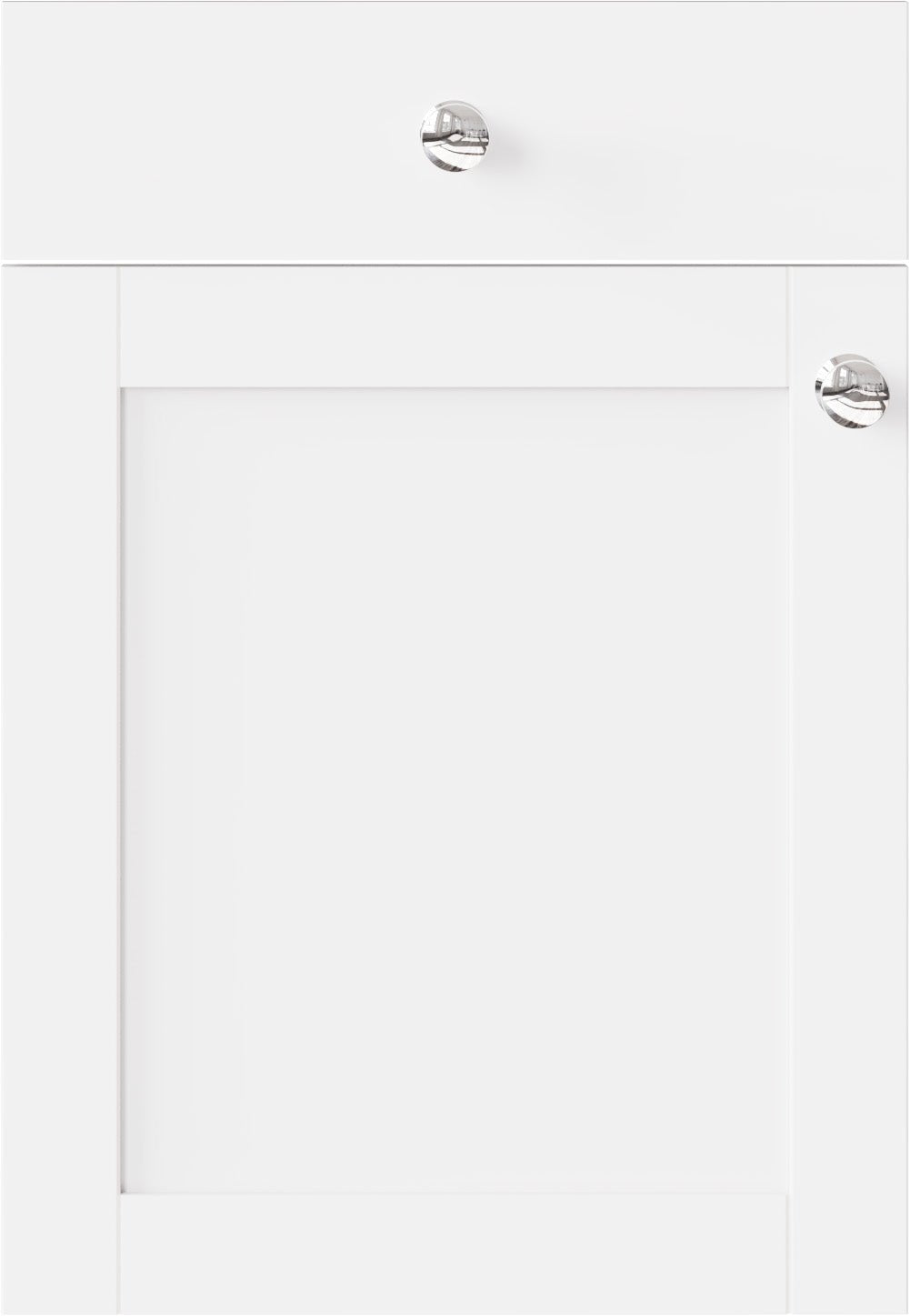 White cabinet door with silver handles