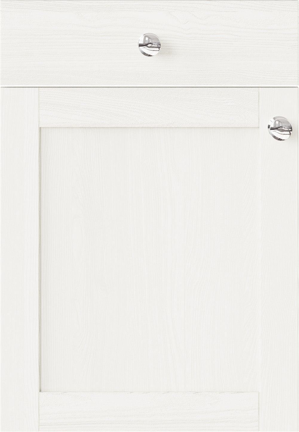 White cabinet door with silver handles