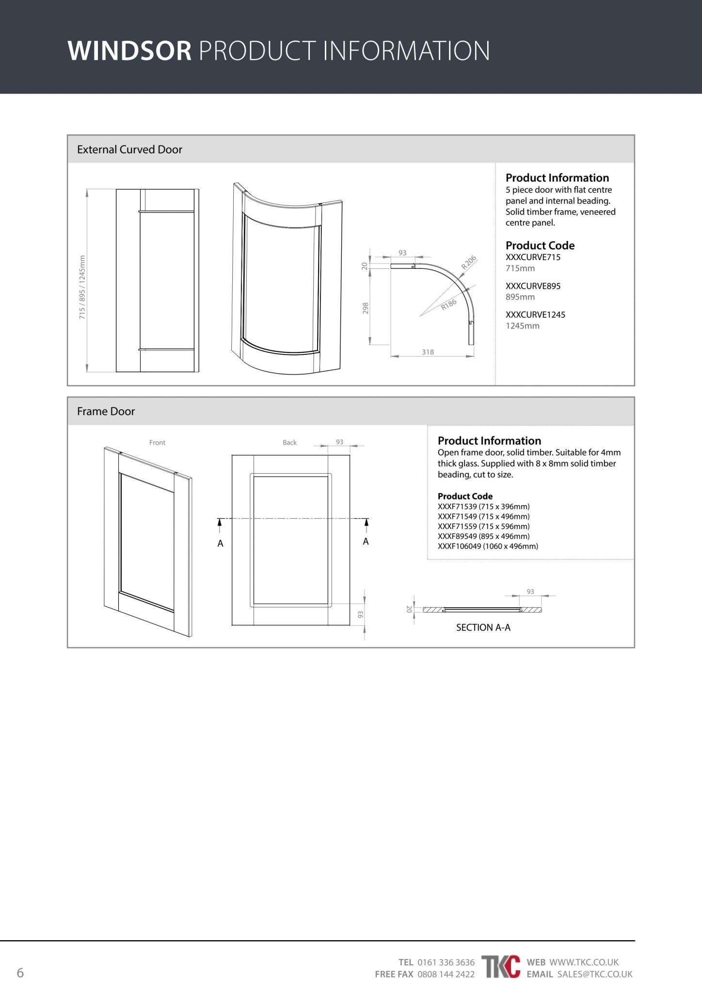 Windsor product information on various components.