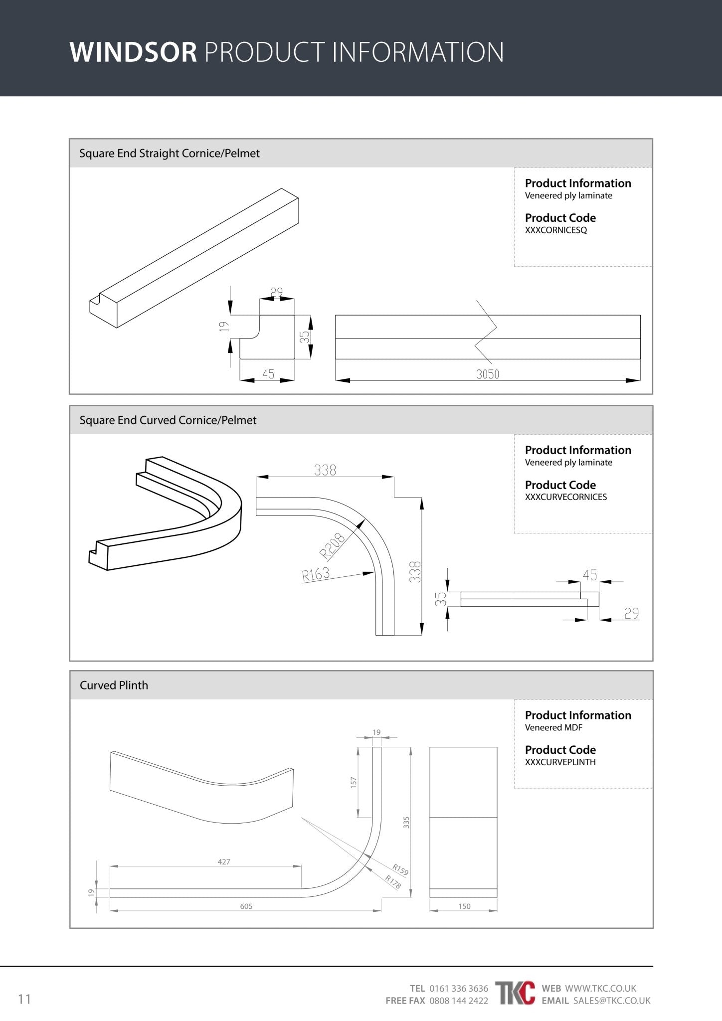 Windsor product information on various components.