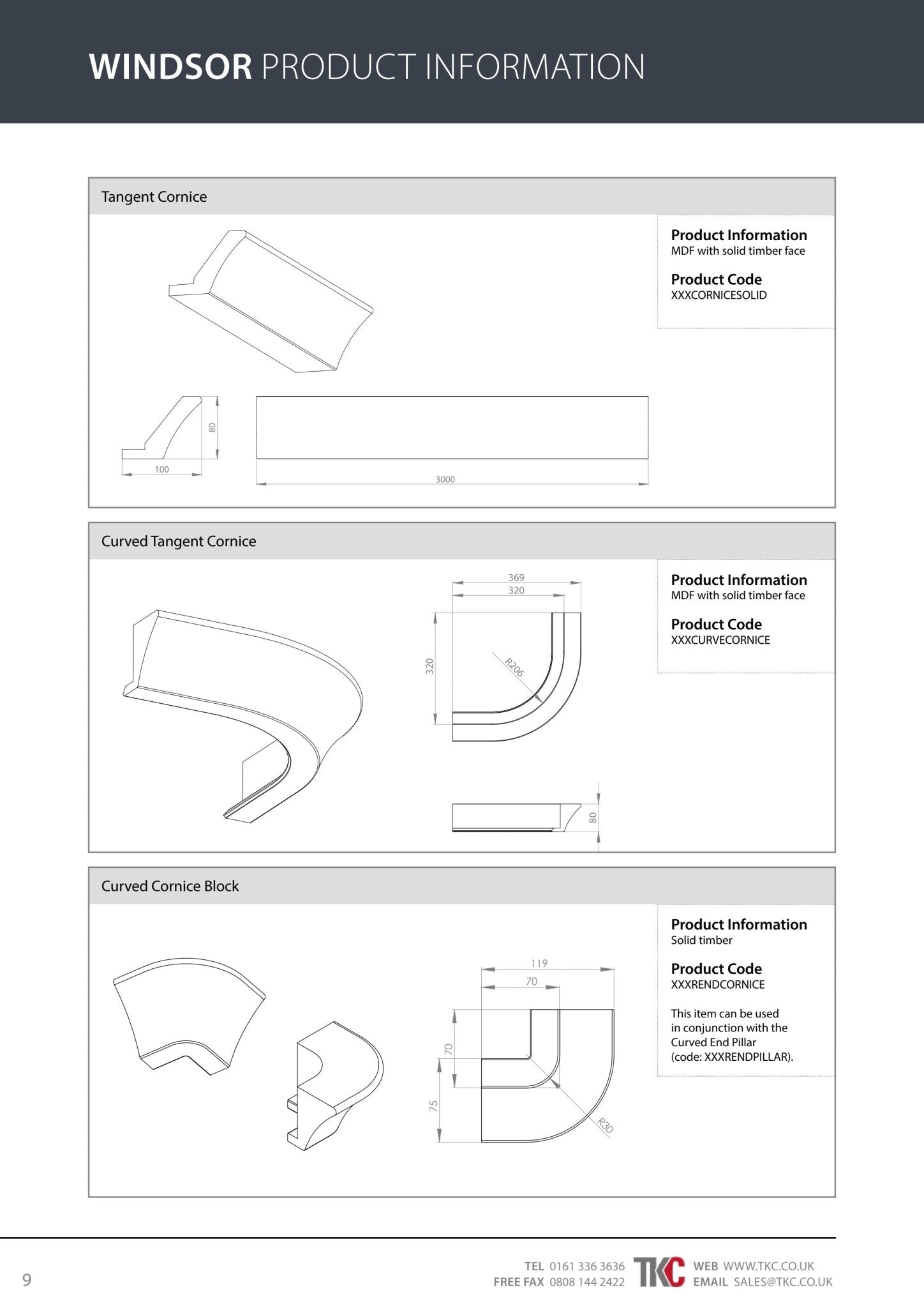 Windsor product information on various components.