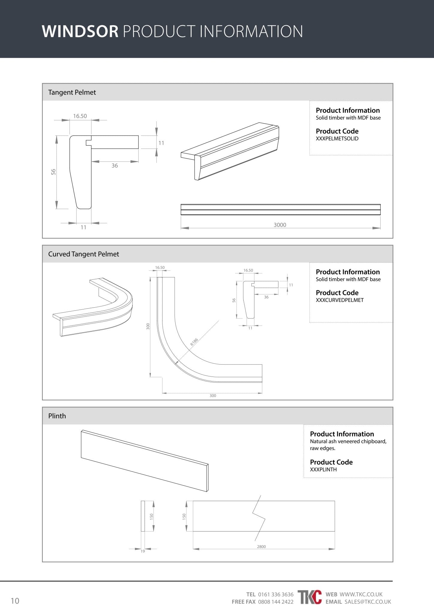 Windsor product information on various components.
