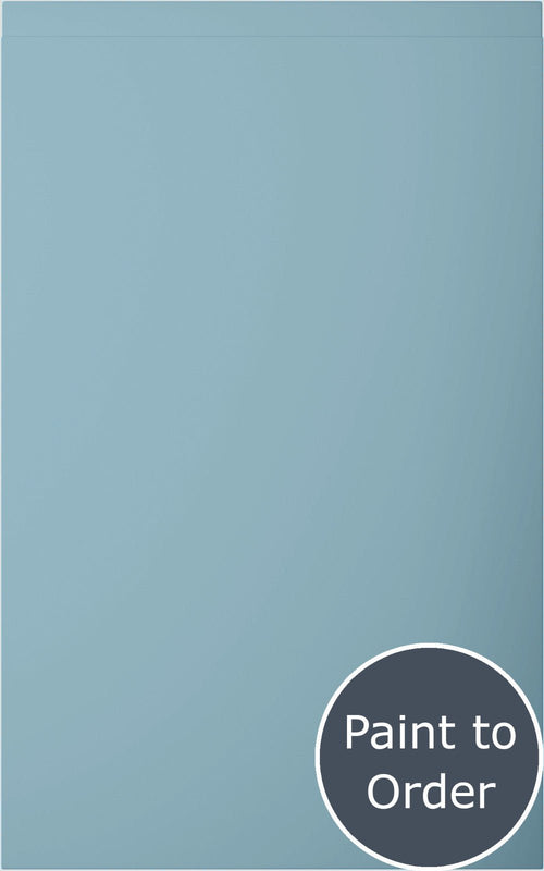 Lucente Matt Denim door with 'Paint to Order' text in a circular badge.