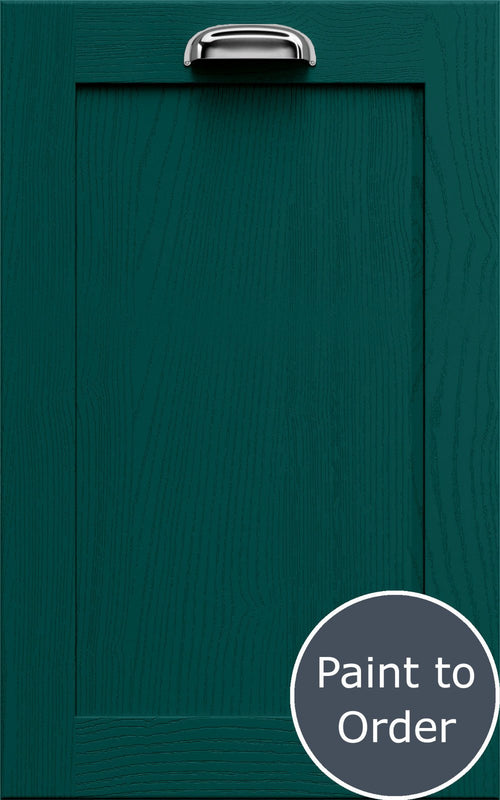 Newmarket Amazon Green door with 'Paint to Order' text in a circular badge.