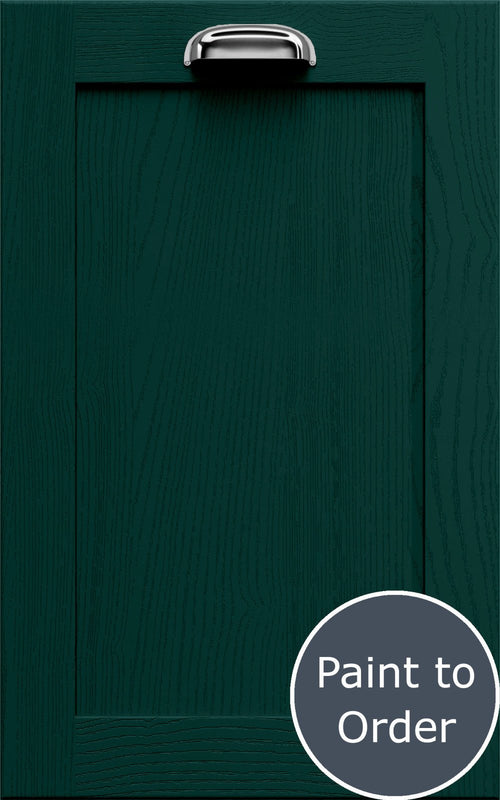 Newmarket Fir Green door with 'Paint to Order' text in a circular badge.