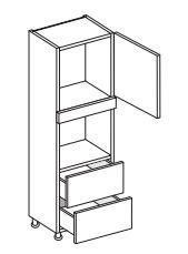 Single oven housing with drawers line drawing.