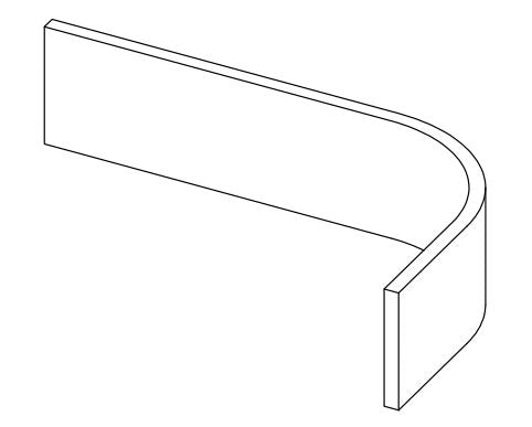 Line drawing of a length of curved plinth.
