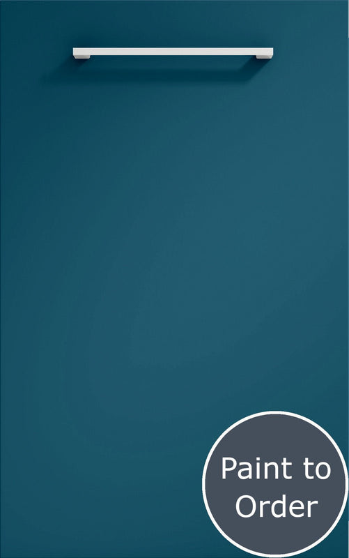 Vivo matt midnight blue door with silver handle. Labelled 'Paint to order'.