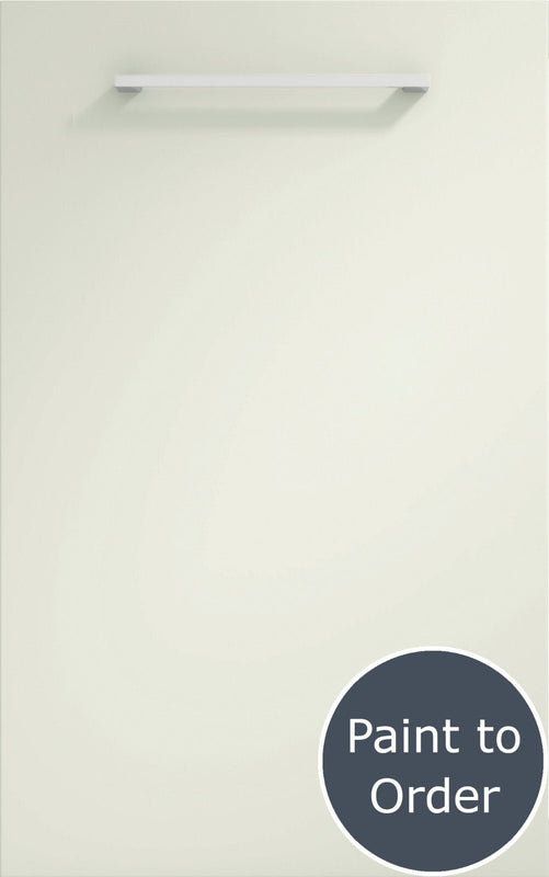 Vivo matt porcelain door with silver handle. Labelled 'Paint to order'.