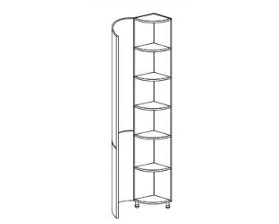 Line drawing of a curved base unit.