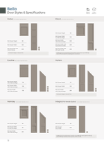 Bella door styles and specifications on a white background