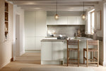 Bella Knebworth with supermatt white grey and light vicenza oak doors.