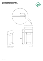 Technical drawing of a Bella Shaker 90mm frame with dimensions and examples on a white background.