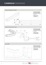 Cambridge Product Guide featuring the Curved Plinth with dimensions on a white background.