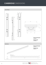 Cambridge technical drawings of a barrel pilaster and bottle rack with dimensions.