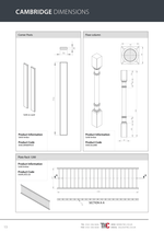 Technical drawing of kitchen elements with dimensions labelled, featuring 'Cambridge Dimensions' branding.