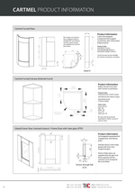 Product information sheet for Cartmel curved doors with technical drawings and specifications.