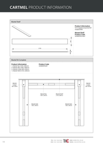 Product information sheet for Cartmel fireplace kit with technical drawings and dimensions.