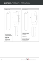 Product information sheet for Cartmel end pillars with technical drawings and details.