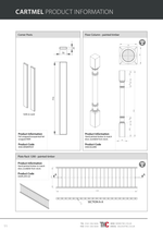 Product information sheet for Cartmel with technical drawings and dimensions.