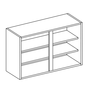 Line drawing of a double wall cabinet.