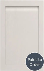 A painted Cashmere Grantham door. At the bottom right there's a red circular sign with Paint to Order in white letters.