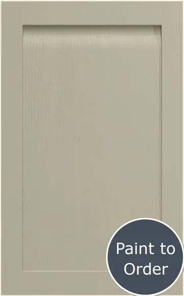 A painted Dakar Grantham door. At the bottom right there's a red circular sign with Paint to Order in white letters.