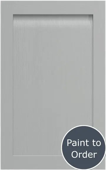 A painted silver grey Grantham door with a matte finish and visible timber grain, marked as 'Paint to Order'.