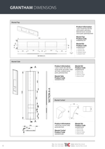 Technical drawings and dimensions for a product labeled 'Grantham Dimensions' on a white background.