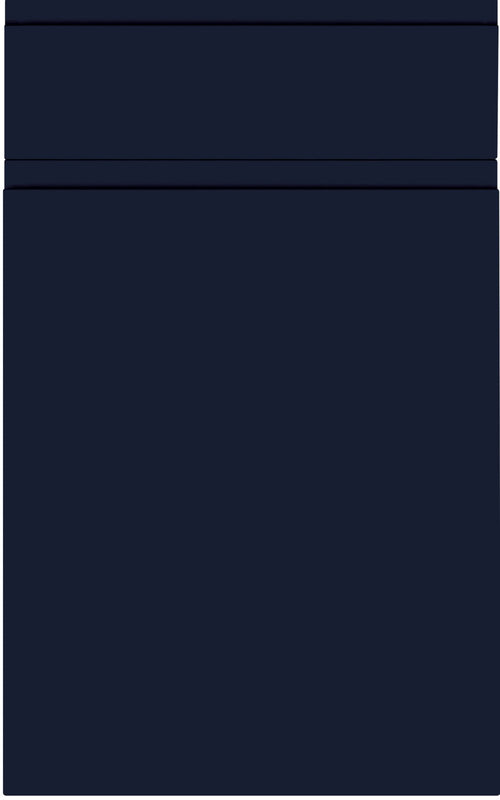 Jayline supermatt indigo blue door with drawer front above.