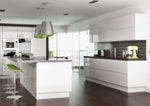 Modern Lucente kitchen with white cabinets and doors.