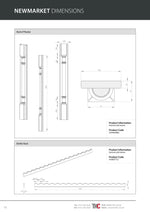 Technical drawings of a barrel pilaster and bottle rack with dimensions