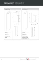 Technical drawing of straight and curved end pillars with dimensions on a white background.