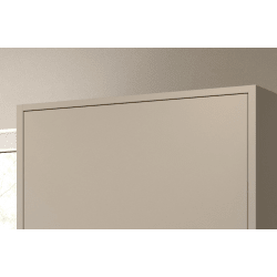 Beige cabinet door with a white frame on a beige background