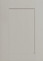 Close-up of a rydal light grey wood effect door with a shaker design.