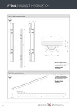 Technical drawings and product information for Rydal products on a white background