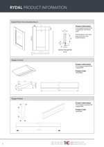 Technical drawings and product information for Rydal products on a white background