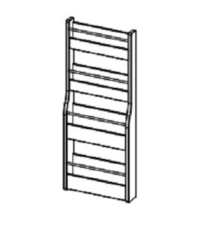 Line drawing of a vertical spice rack on a white background.