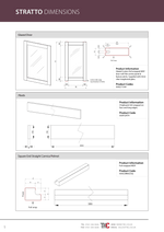 Technical drawings and dimensions for Stratto products on a white background