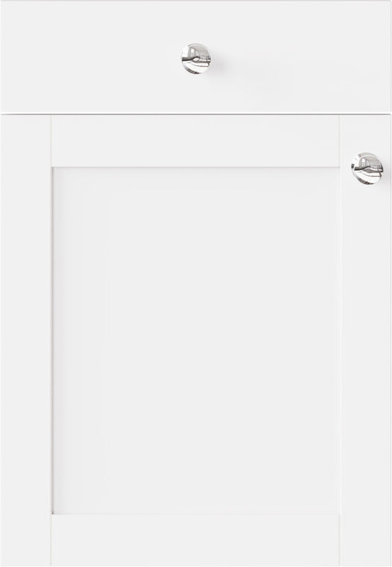 White cabinet door with silver handles