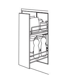 Line drawing of a 150mm pull-out unit.