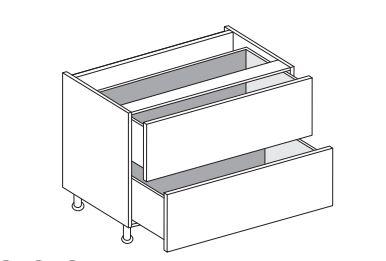 [044] - 1000mm Base Unit with 2 Drawers
