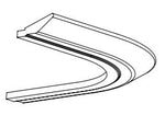 A simple line drawing of a curved tangent cornice, indicating the shape of the product.